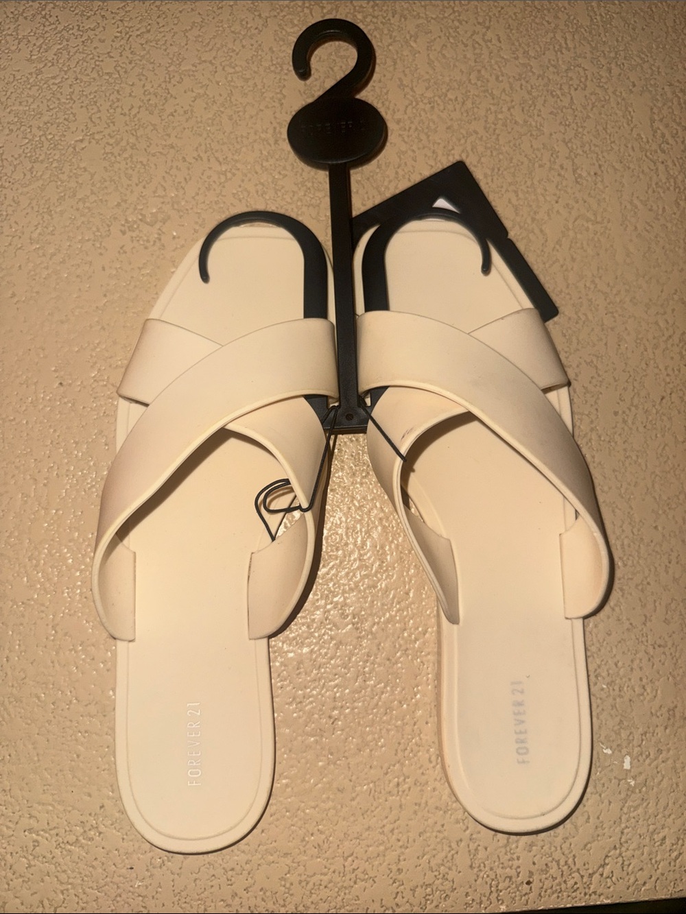Forever 21 Off-White Crisscross Slide Sandals